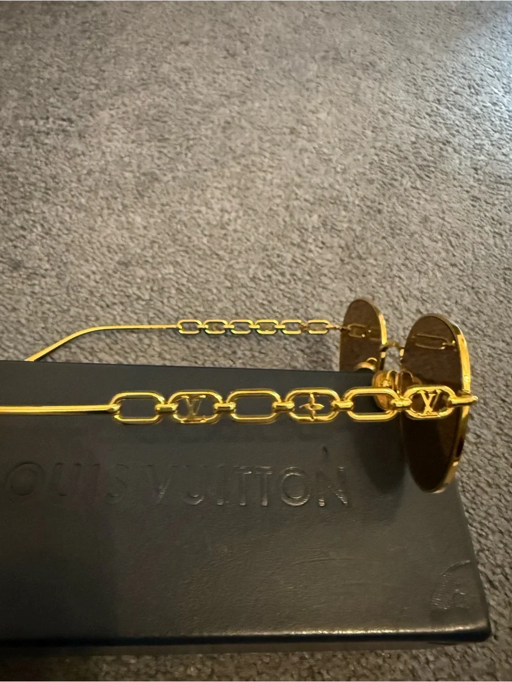 Louis Vuitton Gold Frame Black Lens Round Sunglasses